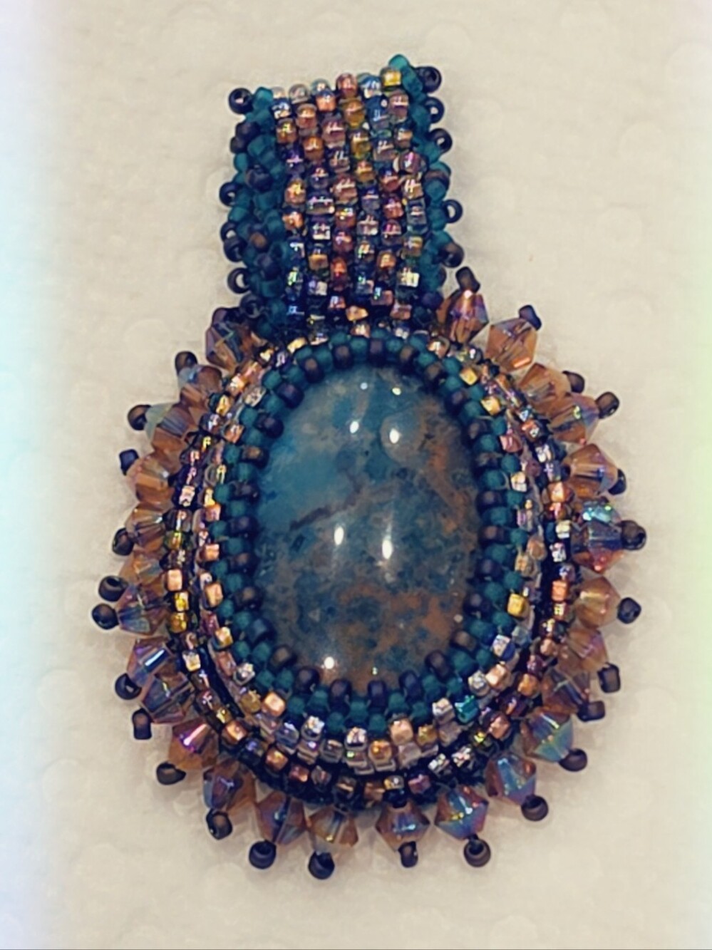 Artistan Handcrafted Chrysocolla Beaded Gemstone Pendant